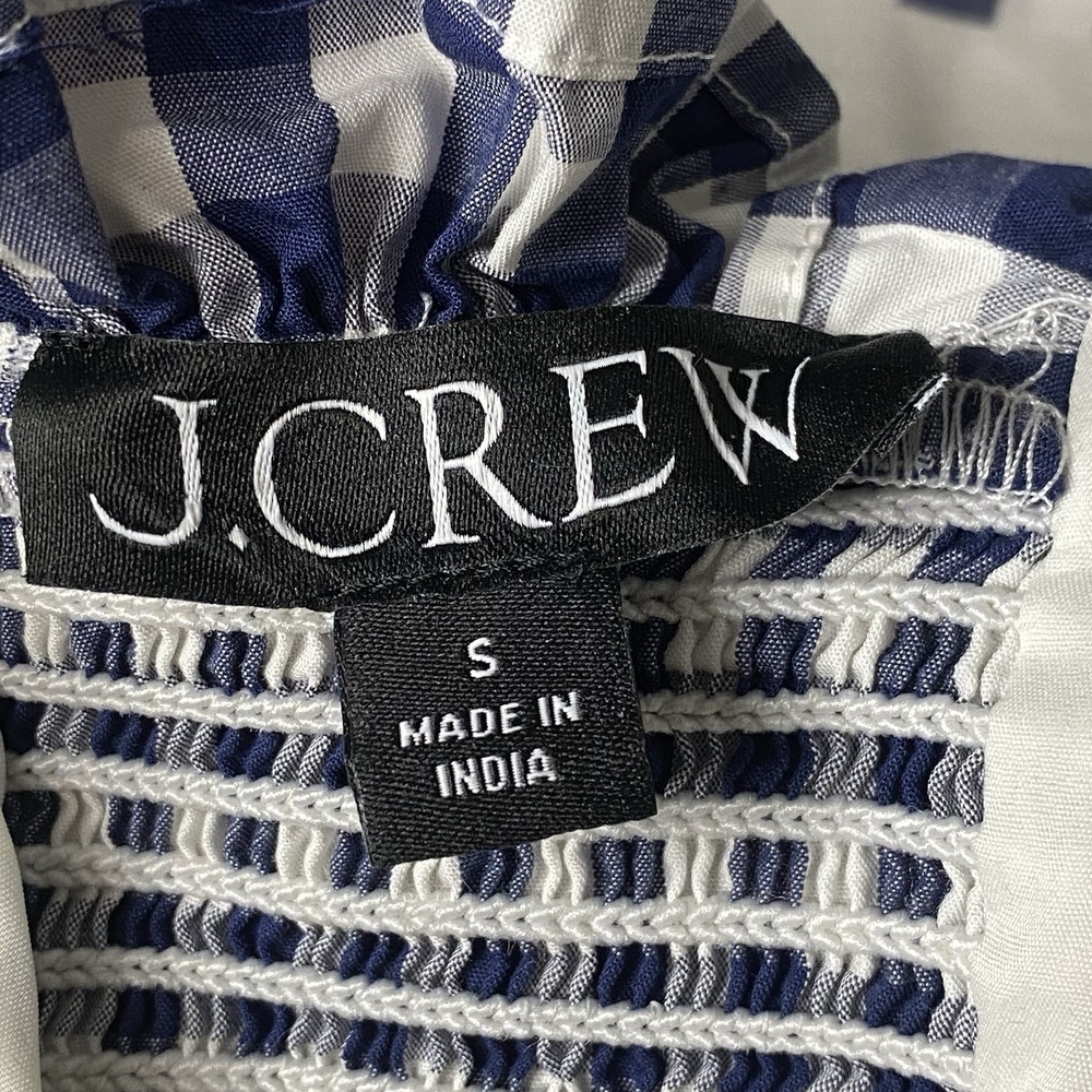 J.Crew Gingham Ruffle Strap Tank Top Womens S Blue Cottagecore Cropped‎ Country - Picture 7 of 12